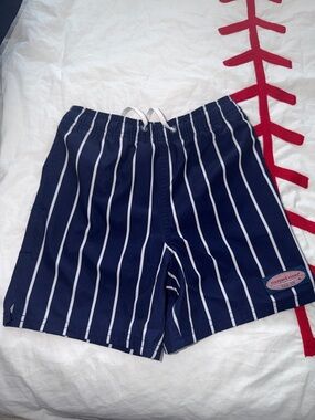 Vineyard Vines Navy and White Striped Kids Swim Trunks